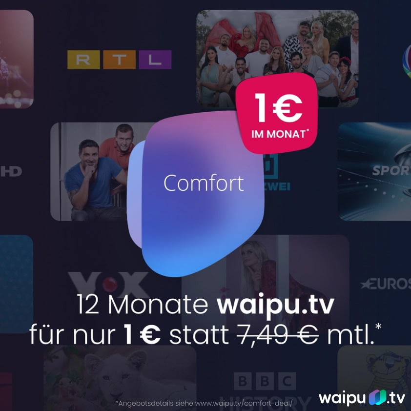 waipu.tv Comfort für 1 Euro im Monat